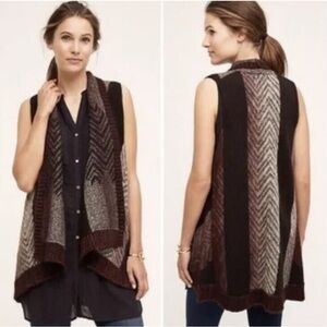 Anthropologie Sleeping On Snow Wool Blend Open Front Sweater Cardigan Vest